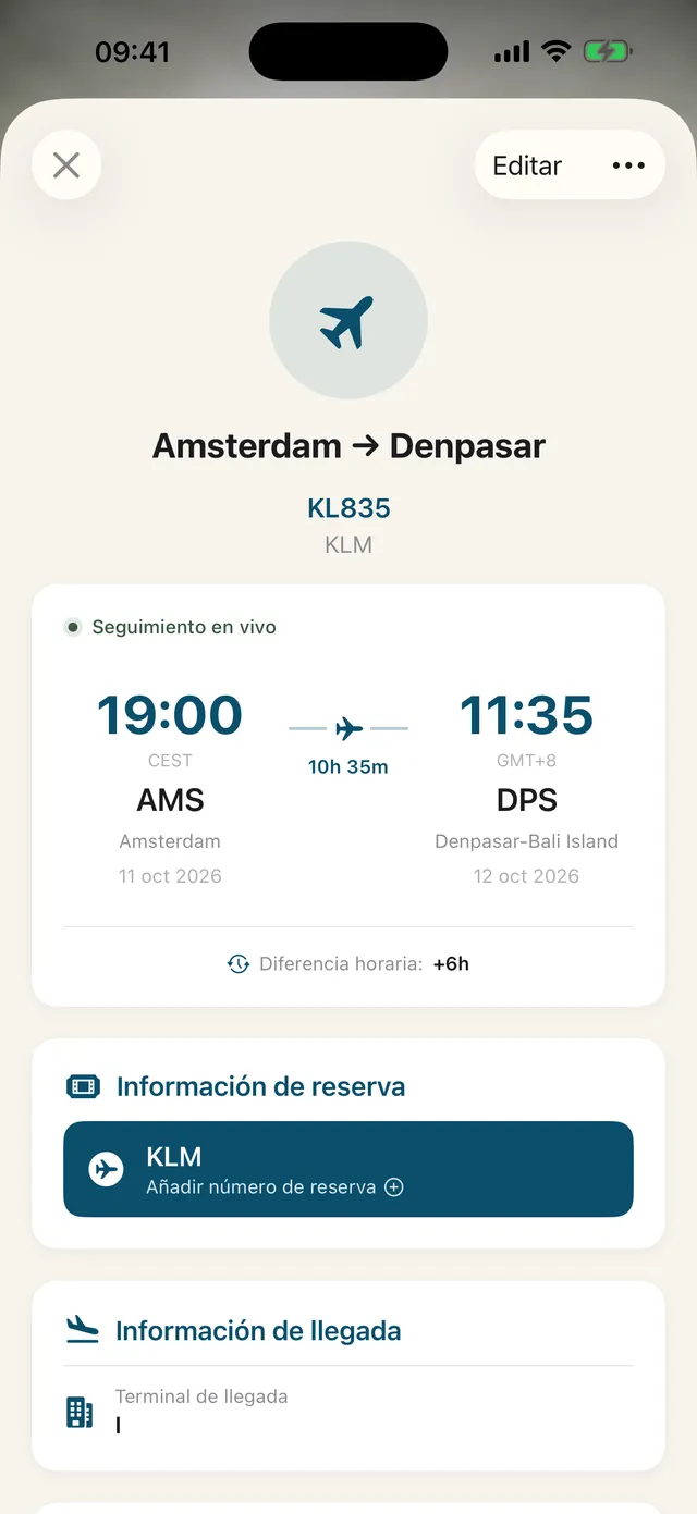 Tu vuelo, en directo
