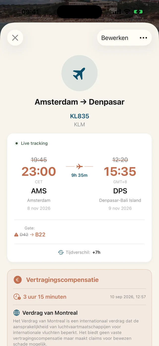 Je vlucht, live